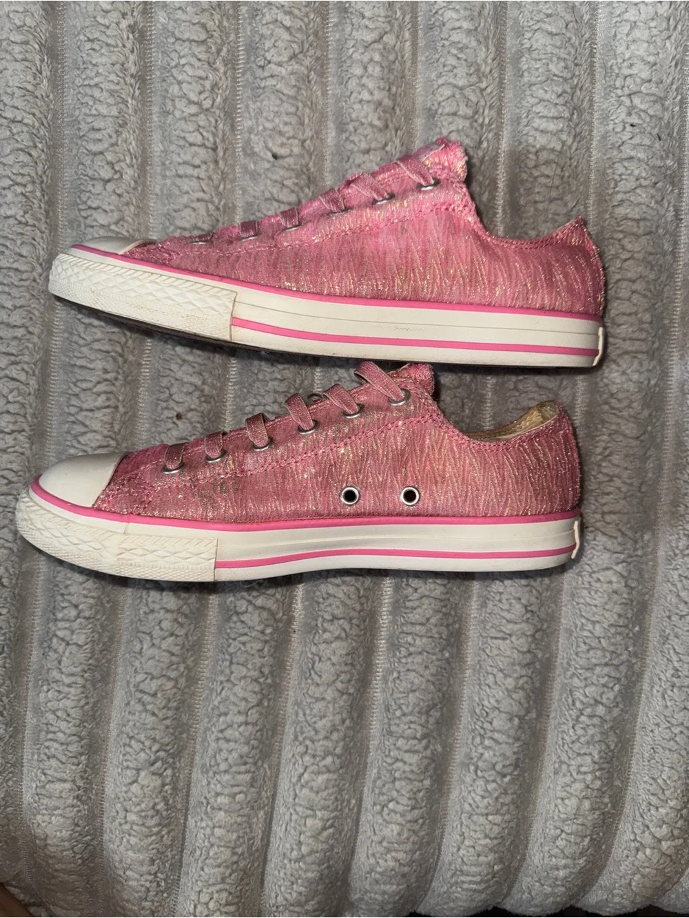 Converse Chuck Taylor All Star Shoreline Pink Glitter Slip-On Sneakers Youth 4.5